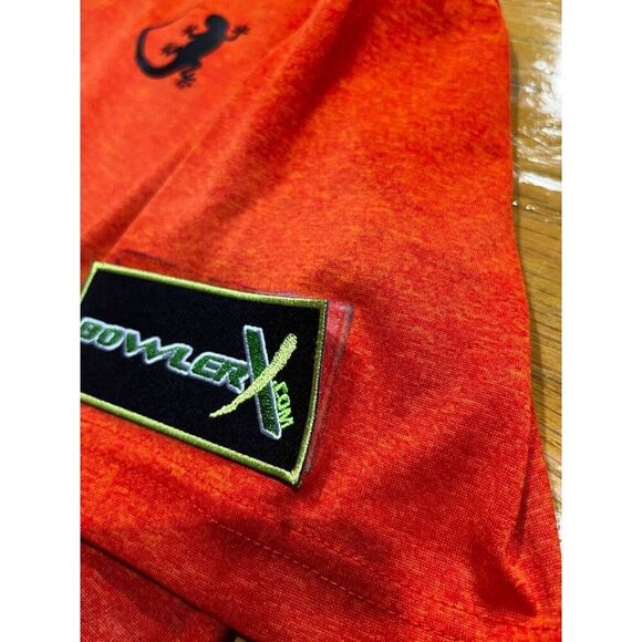 Hammer Bowling Polo Men's Size S Orange Polo Patch 1/4 Button Up Gecko - Picture 5 of 8